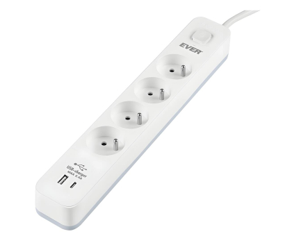 Listwa zasilająca EVER PROTECT 4PL 1A1C USB T/LZ12-PRO015/1000